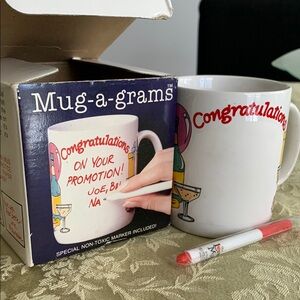 Vintage New Congratulations Mug-a-grams by The Love Mug, marker included.
